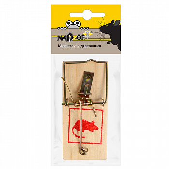 Мышеловка деревянная , 10*4,5*0,6 см, в упаковке с хедером, Nadzor
